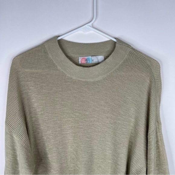 Free People Beach Malibu Sweater Ribbed Knit Oversized Yellow Green Neutral XS - Picture 3 of 10